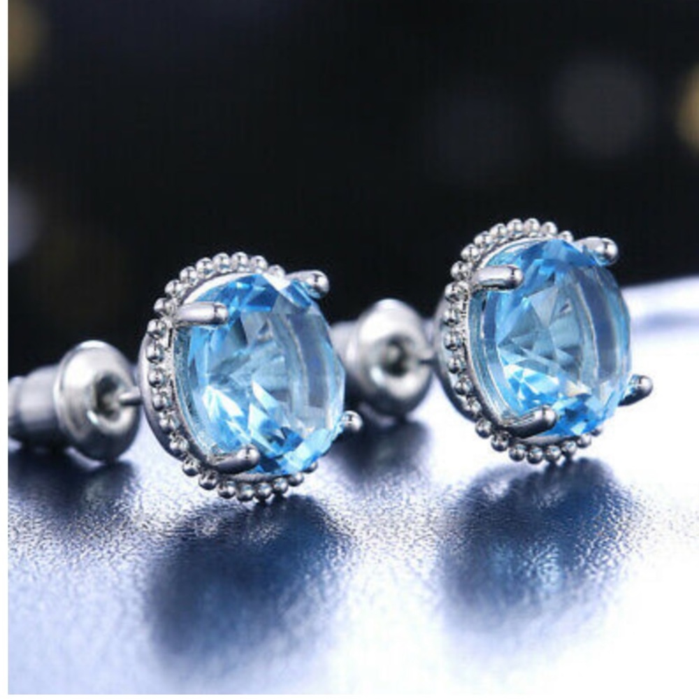 925 Sterling silver Aquamarine Stone Earrings